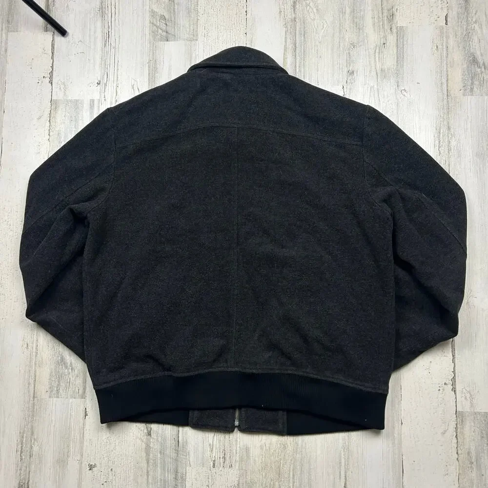 Banana Republic Wool Cashmere Jacket Mens M Charcoal Gray Full Zip Bomber Coat